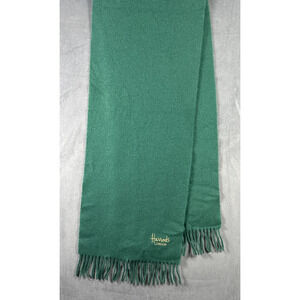 HARRODS OF LONDON Collectable Scarf Green Gold Lettering 60 x‎ 12” Vintage